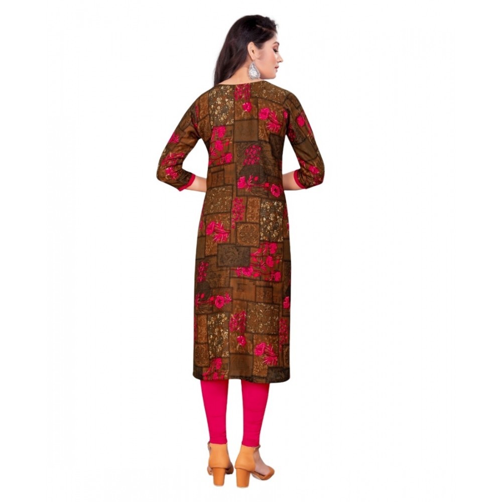 Women's Rayon Foil Printed Straight Kurti