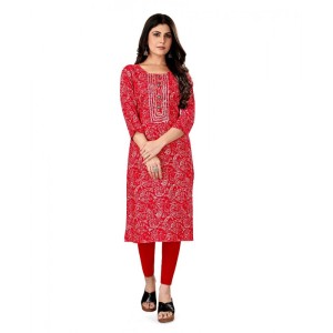 Women's Rayon Foil Printed Straight Kurti