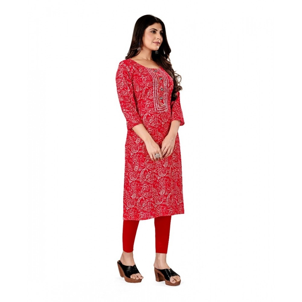 Women's Rayon Foil Printed Straight Kurti