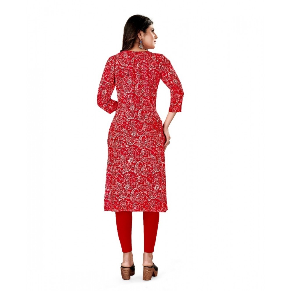 Women's Rayon Foil Printed Straight Kurti