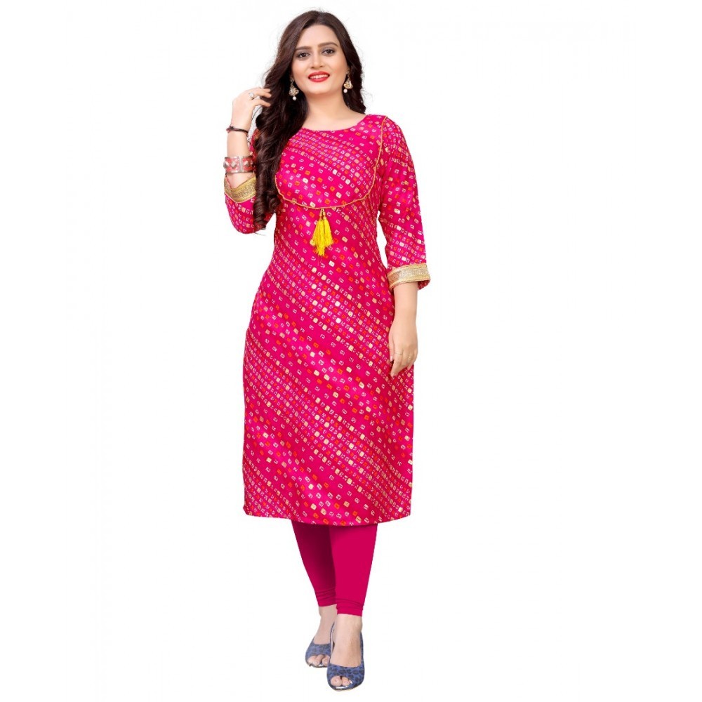 Women's Rayon Foil Printed Straight Kurti
