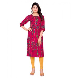 Women's Rayon Foil Printed Straight Kurti