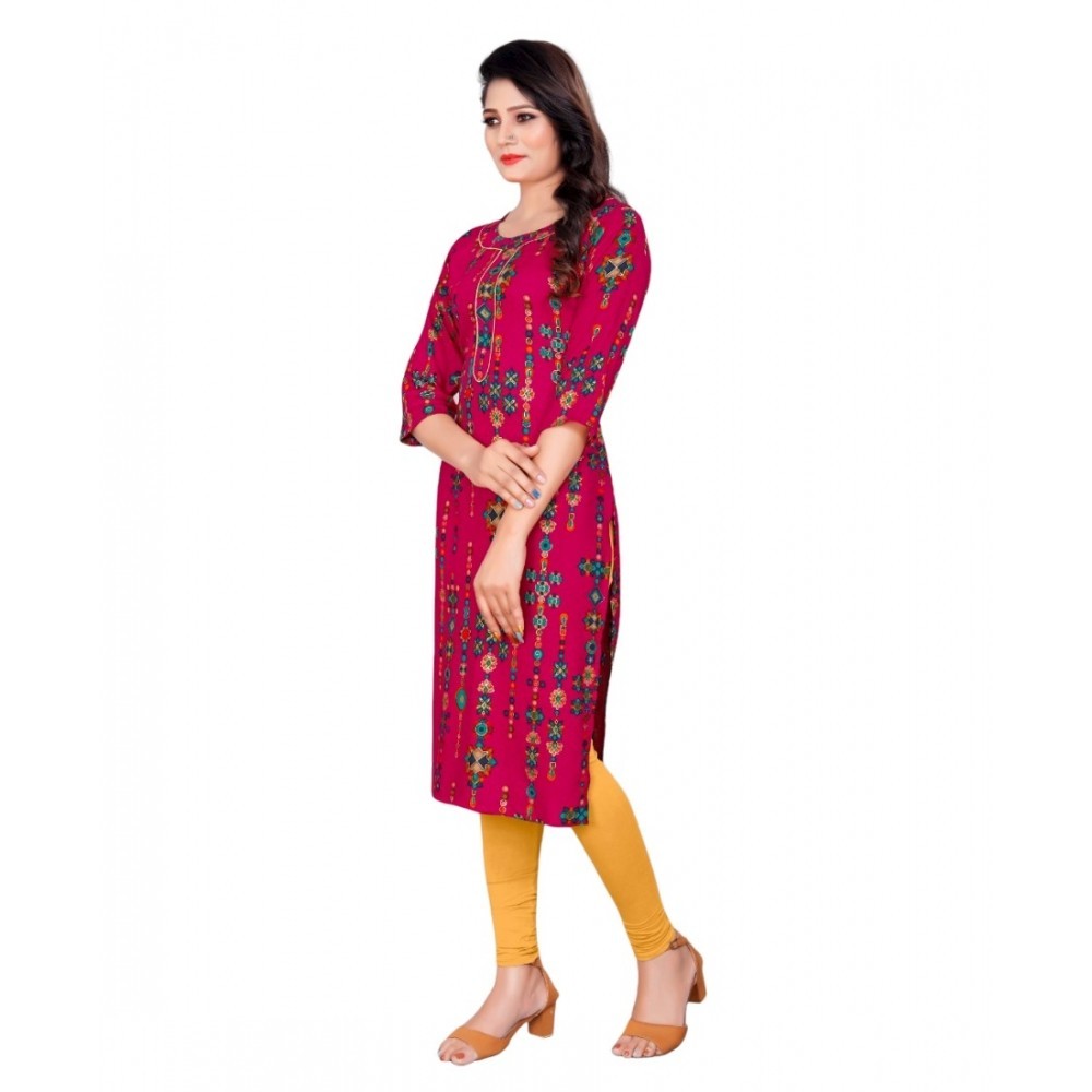 Women's Rayon Foil Printed Straight Kurti