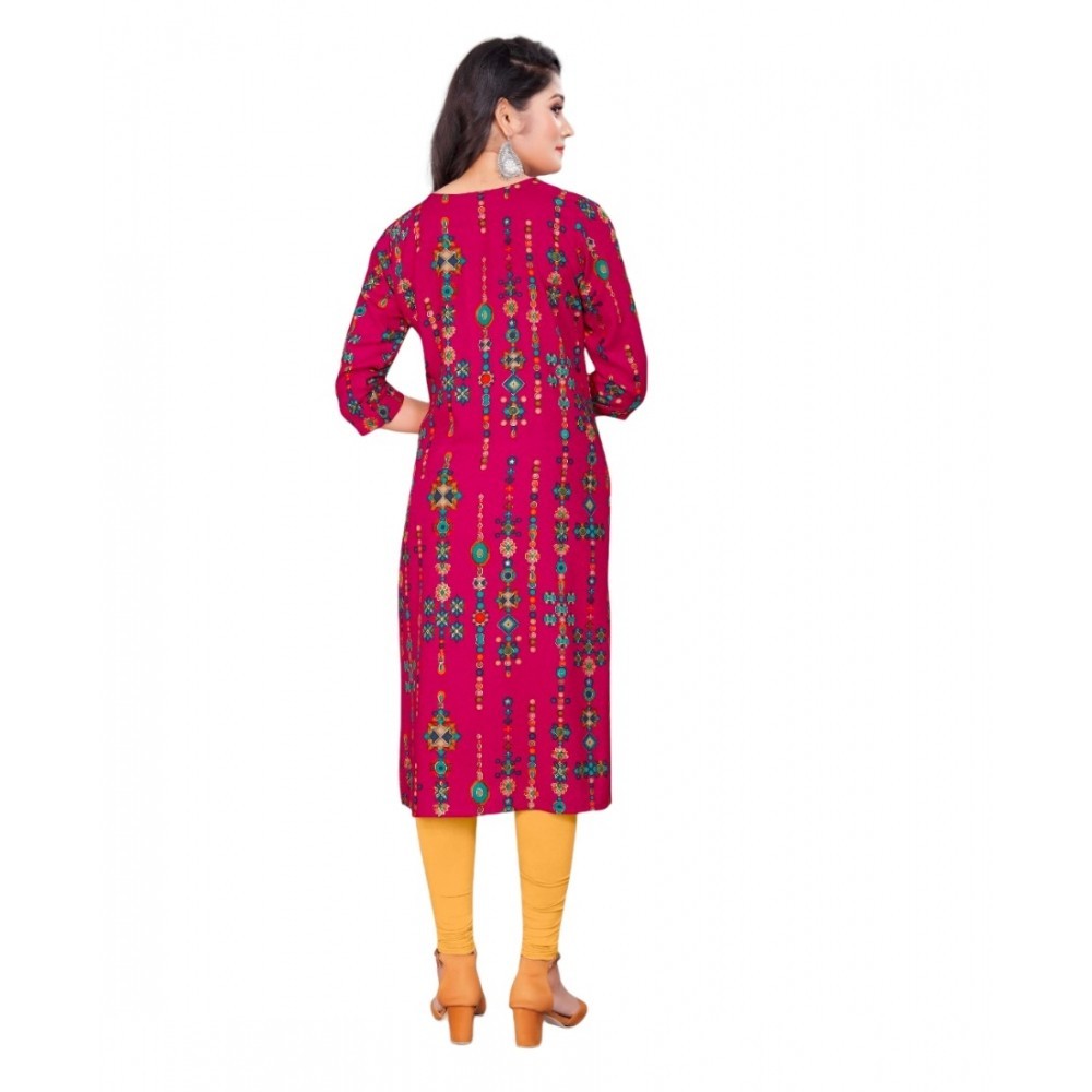 Women's Rayon Foil Printed Straight Kurti