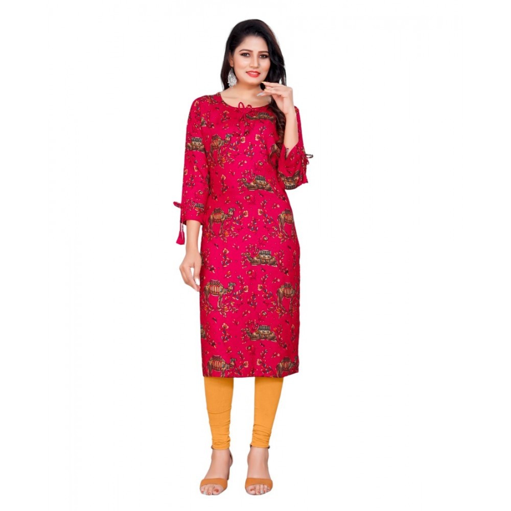 Women's Rayon Foil Printed Straight Kurti
