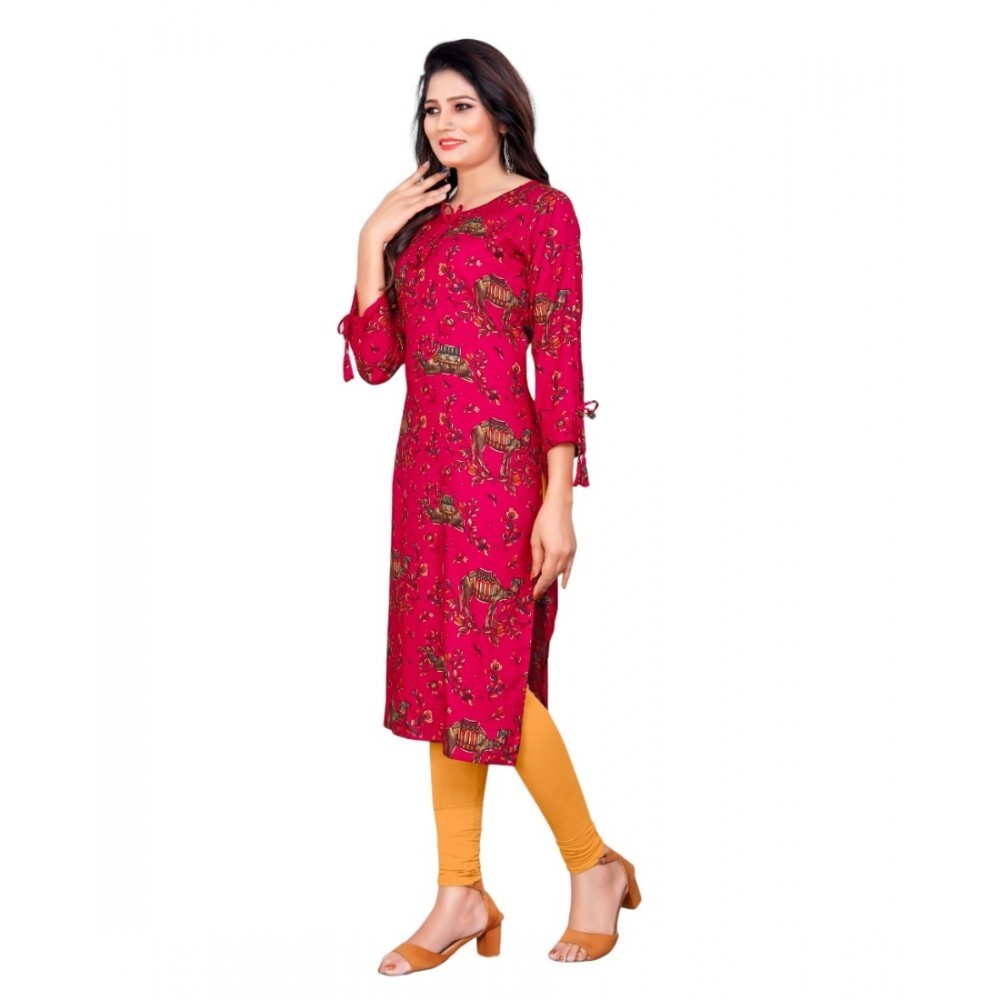 Women's Rayon Foil Printed Straight Kurti