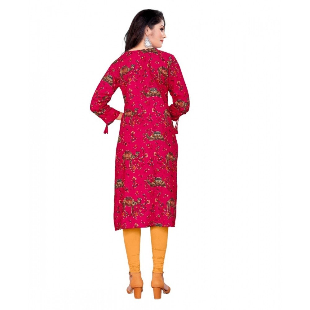 Women's Rayon Foil Printed Straight Kurti