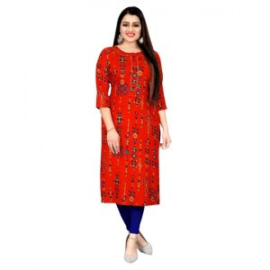 Women's Rayon Foil Printed Straight Kurti