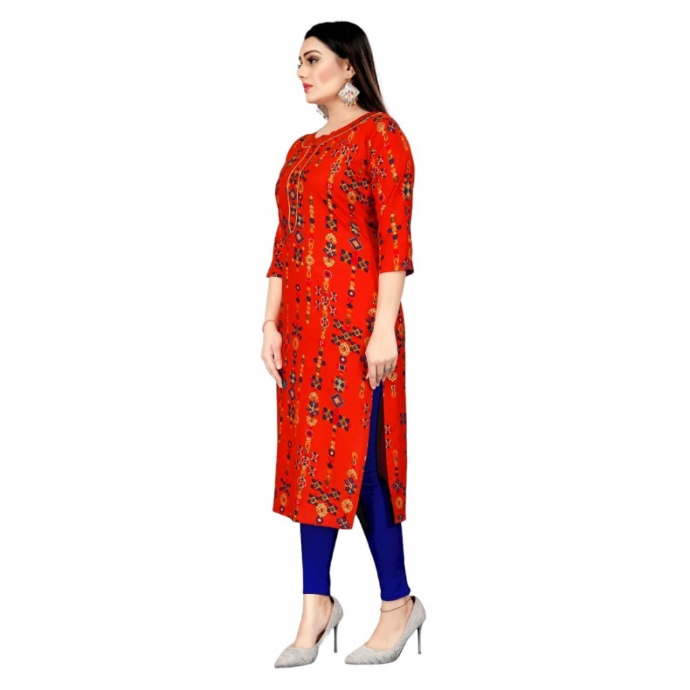 Women's Rayon Foil Printed Straight Kurti