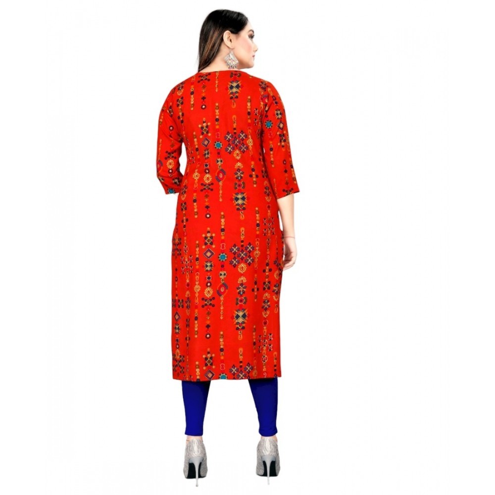 Women's Rayon Foil Printed Straight Kurti