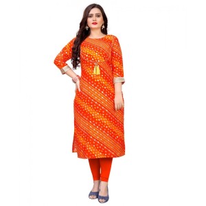Women's Rayon Foil Printed Straight Kurti