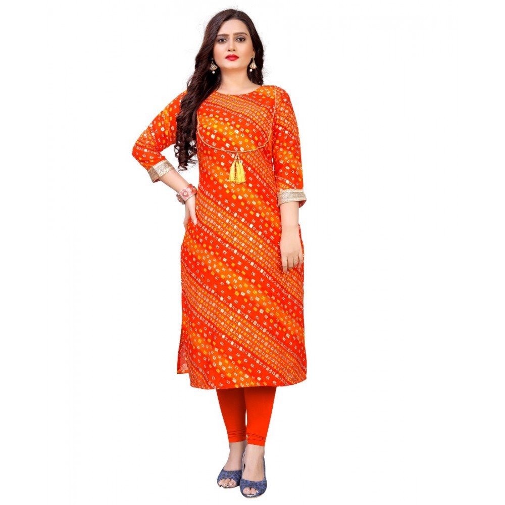 Women's Rayon Foil Printed Straight Kurti