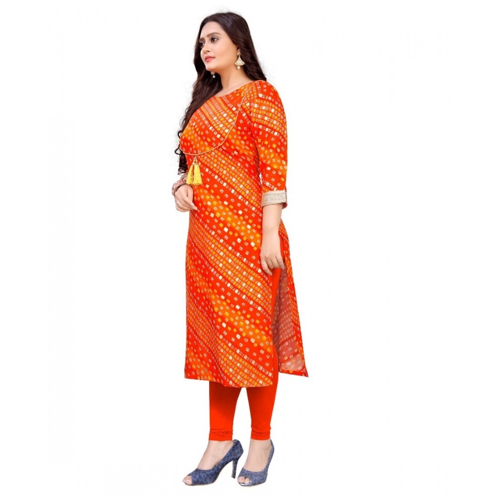 Women's Rayon Foil Printed Straight Kurti