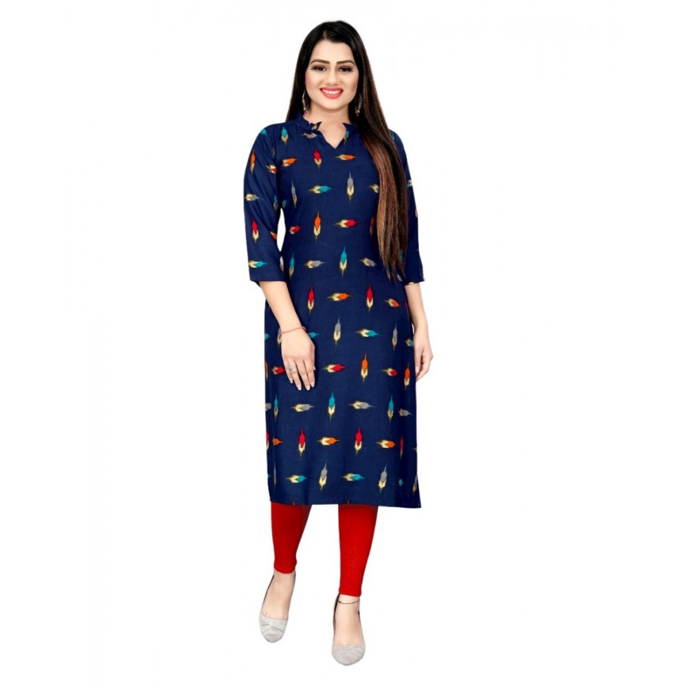 Women's Rayon Foil Printed Straight Kurti