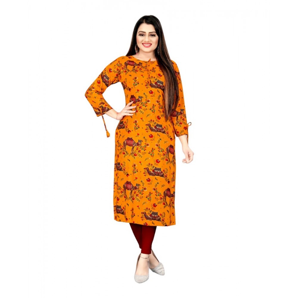 Women's Rayon Foil Printed Straight Kurti