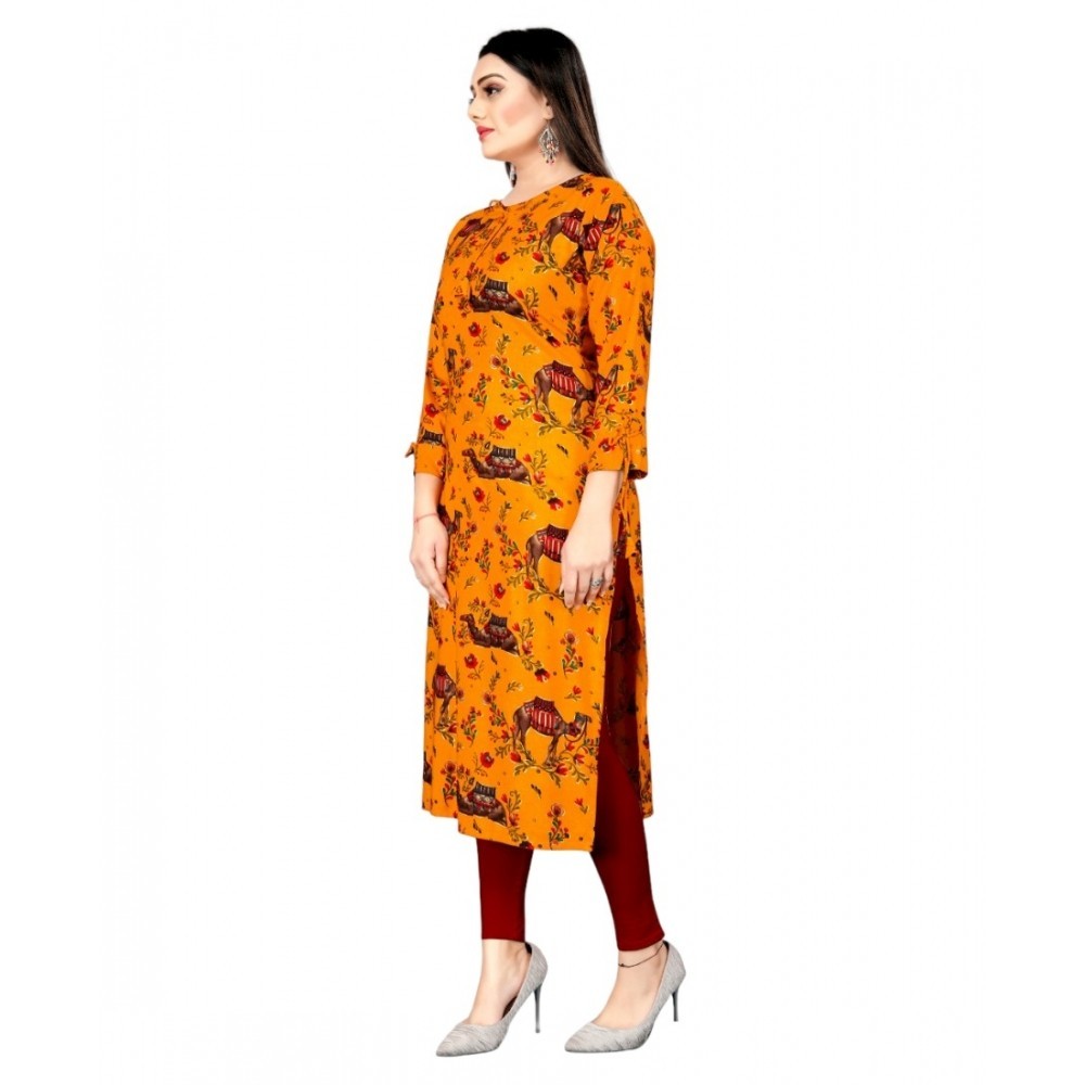 Women's Rayon Foil Printed Straight Kurti