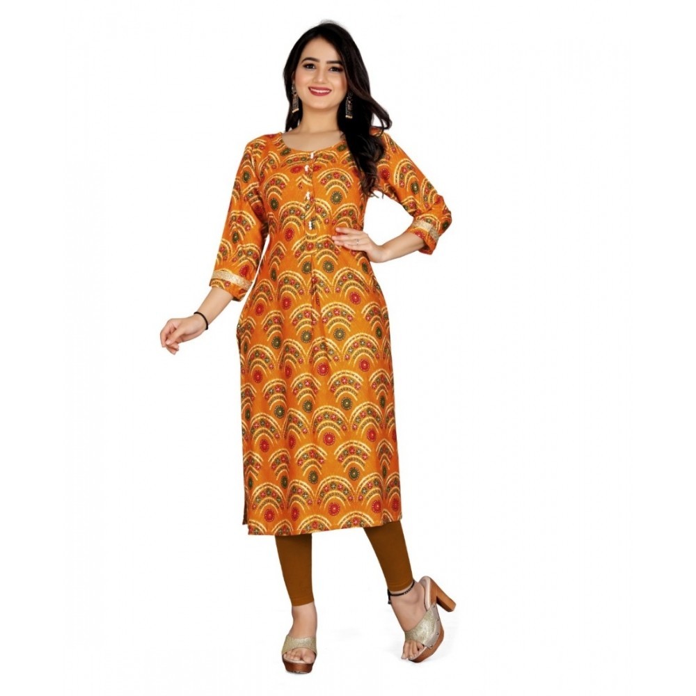 Women's Rayon Foil Printed Straight Kurti