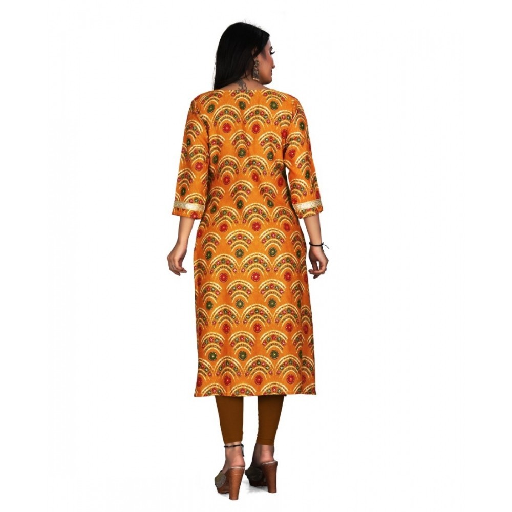 Women's Rayon Foil Printed Straight Kurti