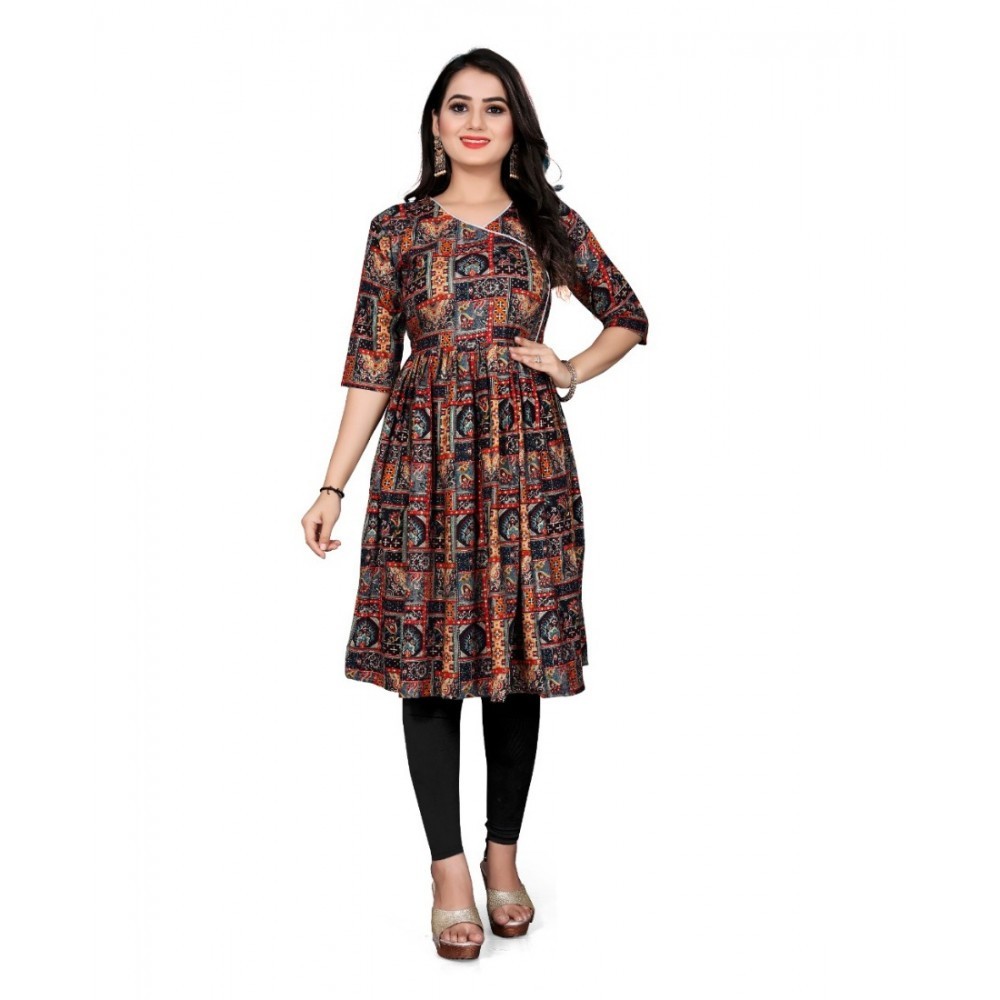 Women's Rayon Foil Printed Straight Kurti