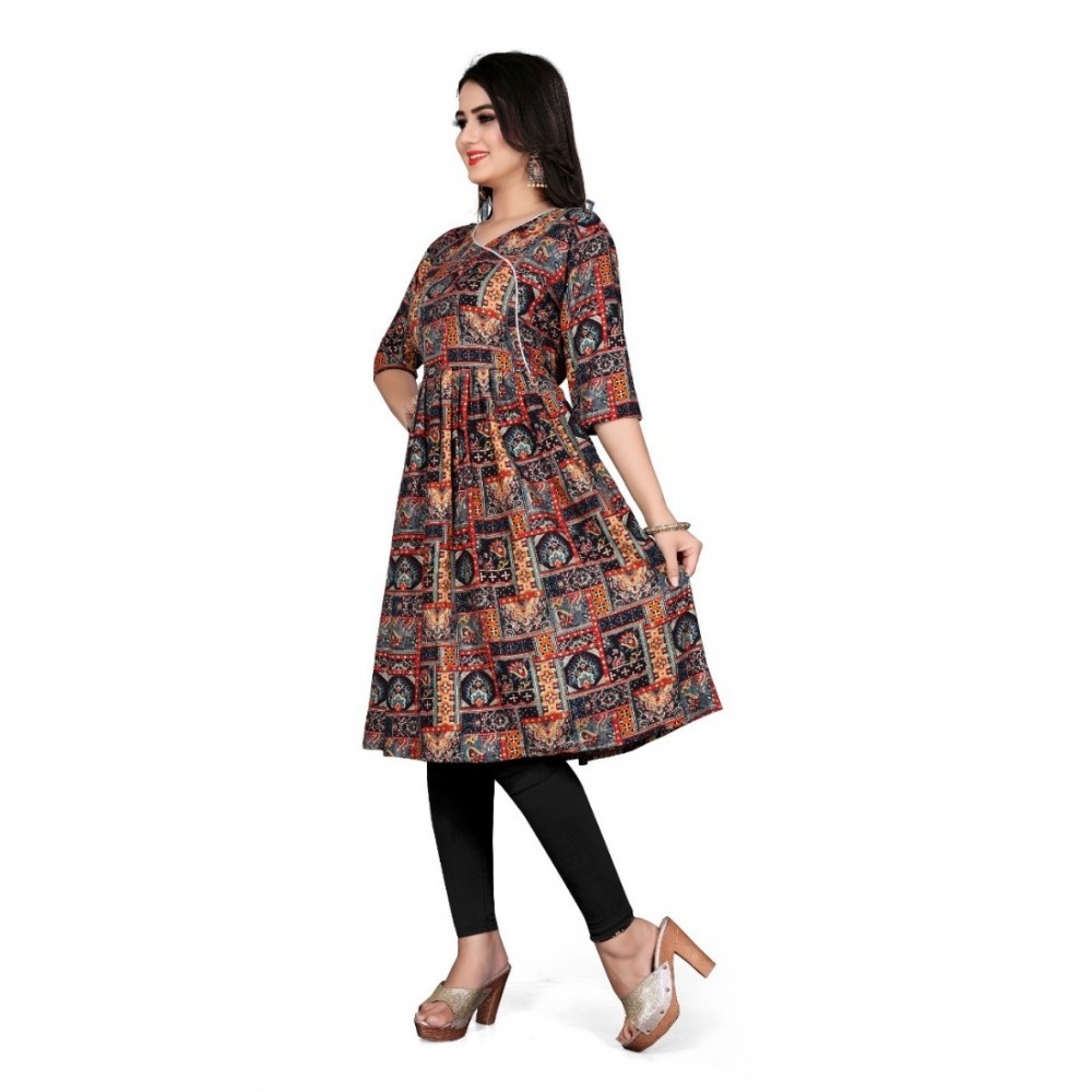 Women's Rayon Foil Printed Straight Kurti