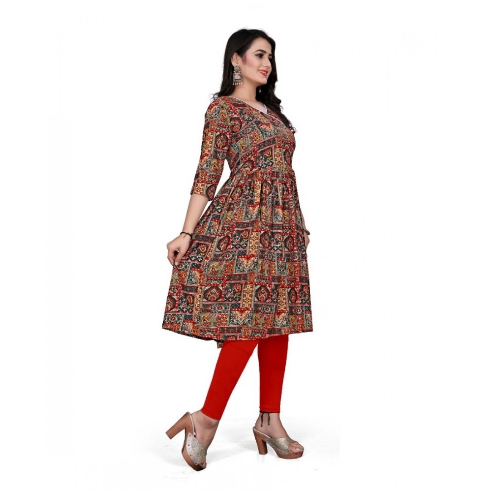 Women's Rayon Foil Printed Straight Kurti