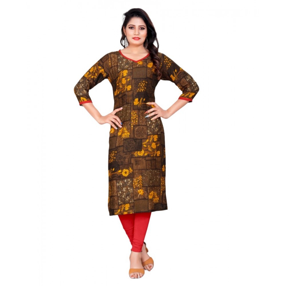 Women's Rayon Foil Printed Straight Kurti
