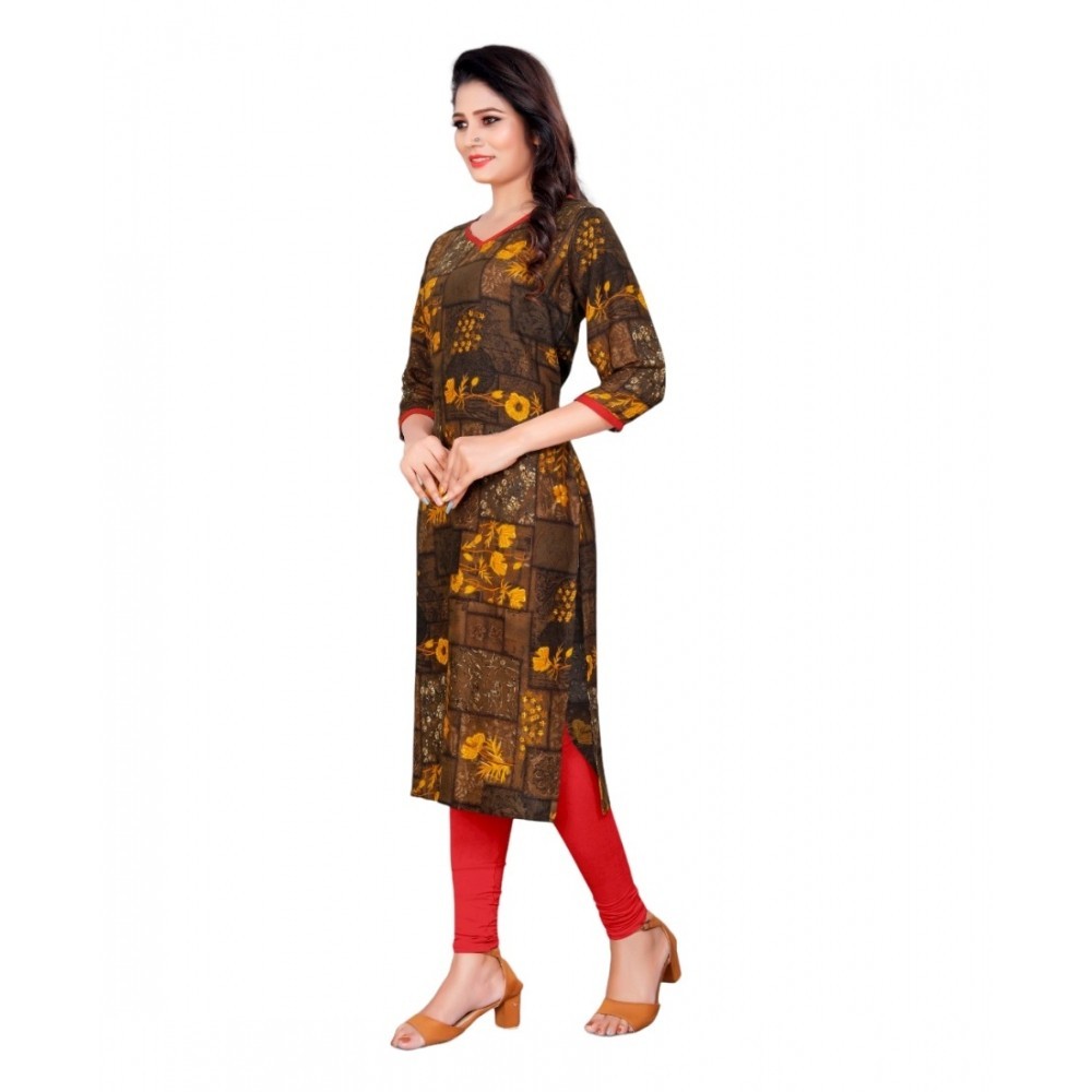 Women's Rayon Foil Printed Straight Kurti