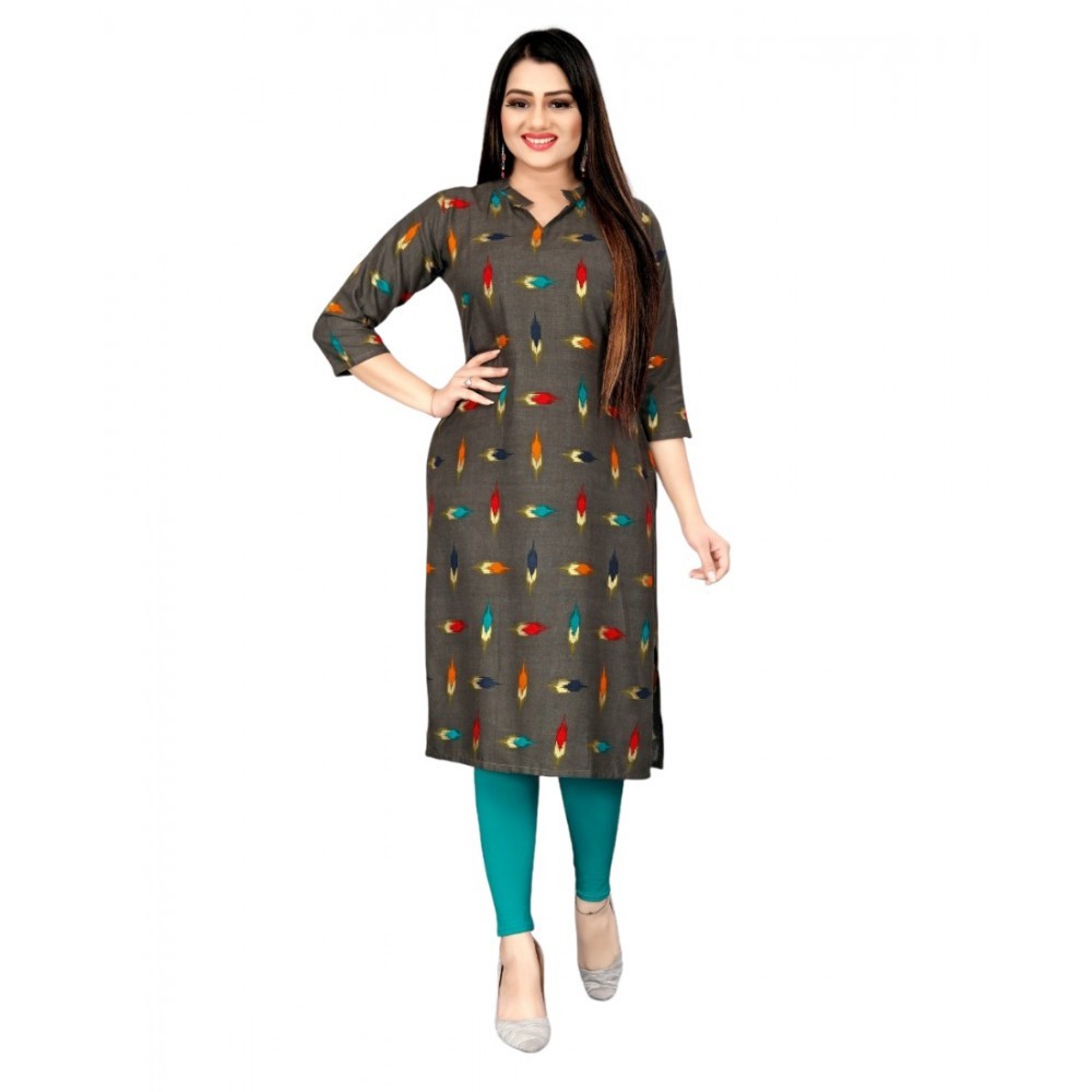 Women's Rayon Foil Printed Straight Kurti