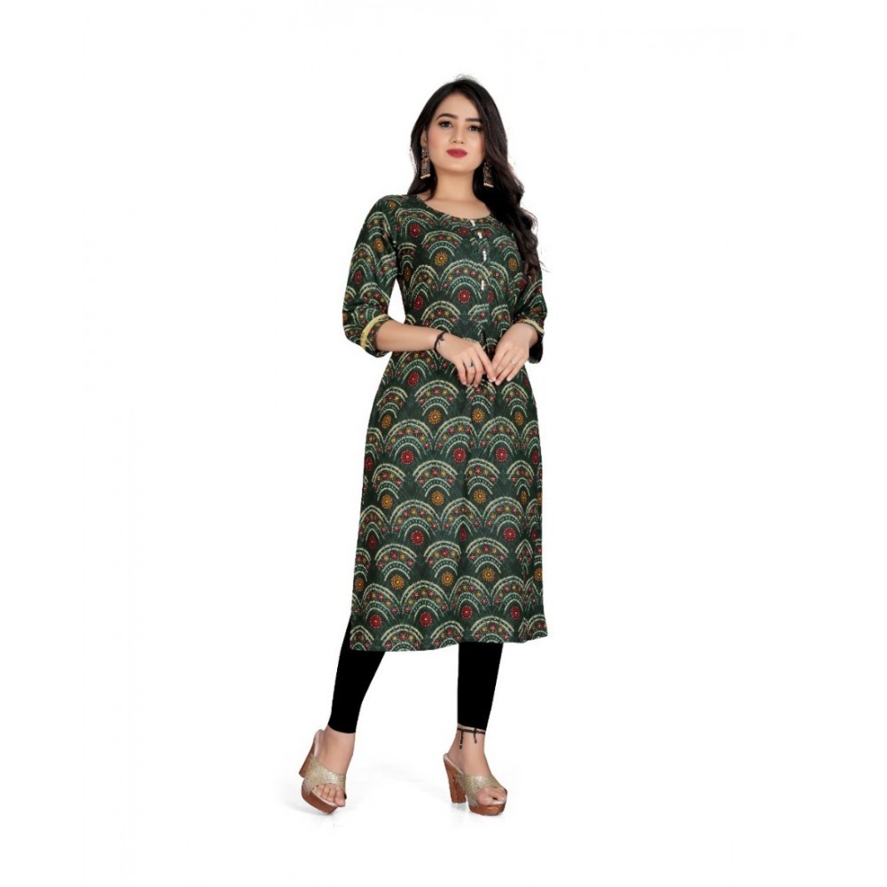 Women's Rayon Foil Printed Straight Kurti
