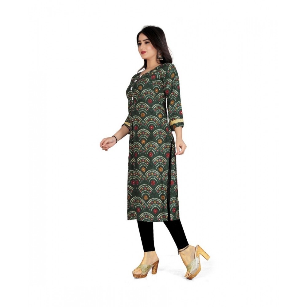 Women's Rayon Foil Printed Straight Kurti