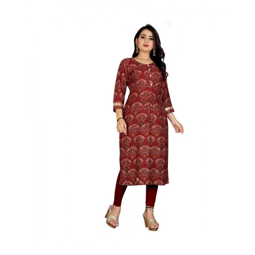 Women's Rayon Foil Printed Straight Kurti
