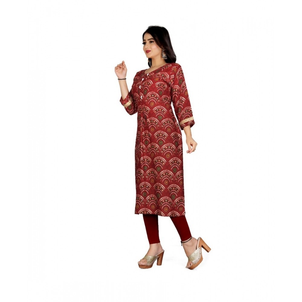 Women's Rayon Foil Printed Straight Kurti