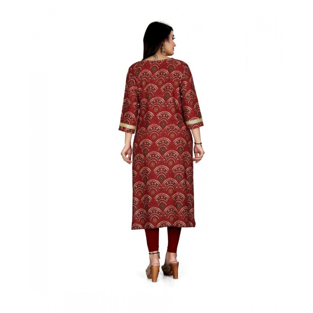 Women's Rayon Foil Printed Straight Kurti