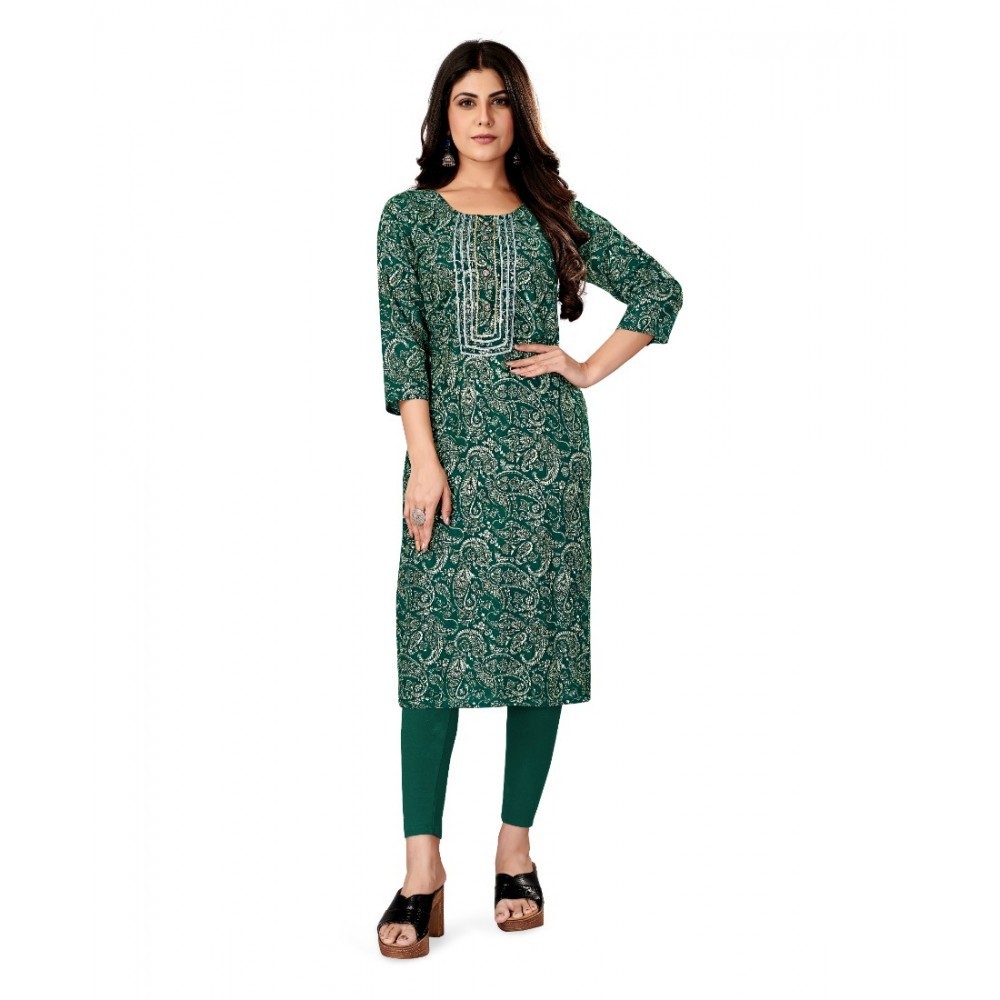 Women's Rayon Foil Printed Straight Kurti