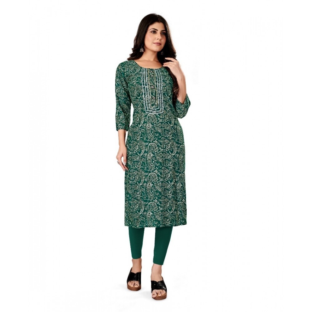 Women's Rayon Foil Printed Straight Kurti