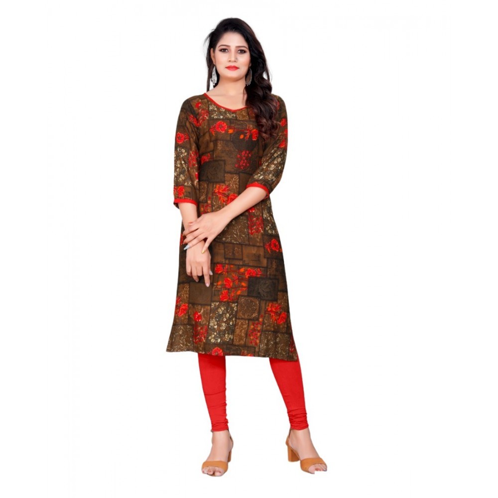 Women's Rayon Foil Printed Straight Kurti