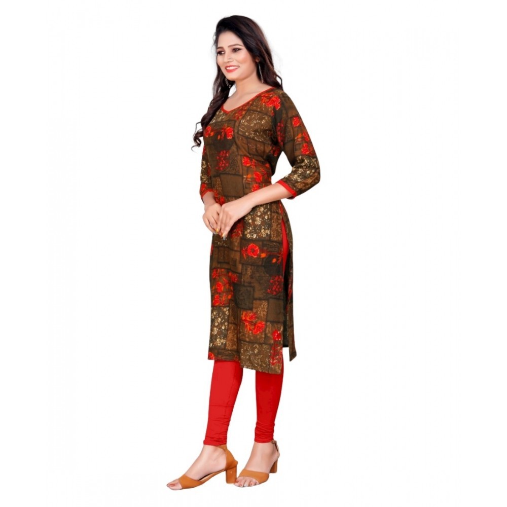 Women's Rayon Foil Printed Straight Kurti