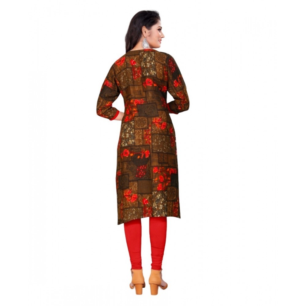 Women's Rayon Foil Printed Straight Kurti