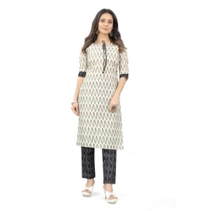 Women's Cotton Embroidery Straight Kurti Set