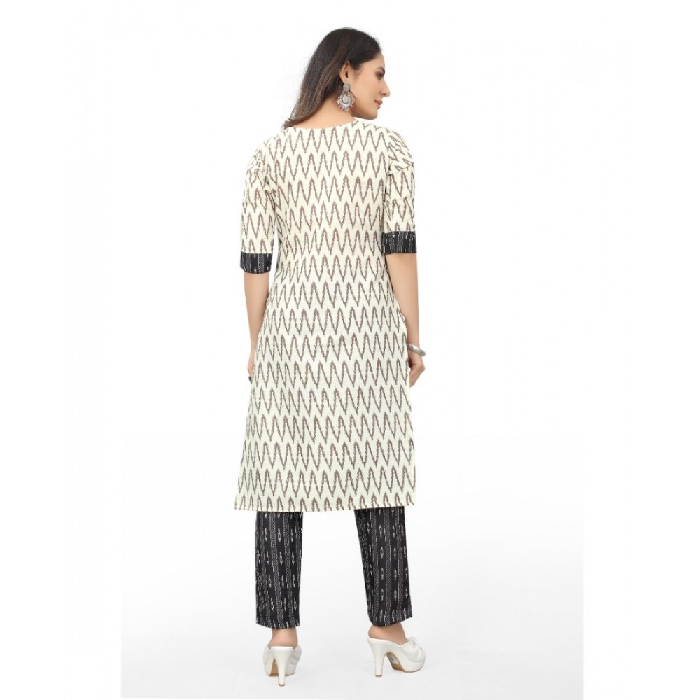 Women's Cotton Embroidery Straight Kurti Set