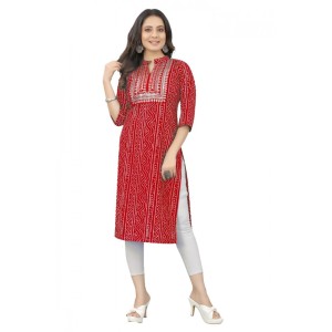 Women's Cotton Embroidery Straight Kurti