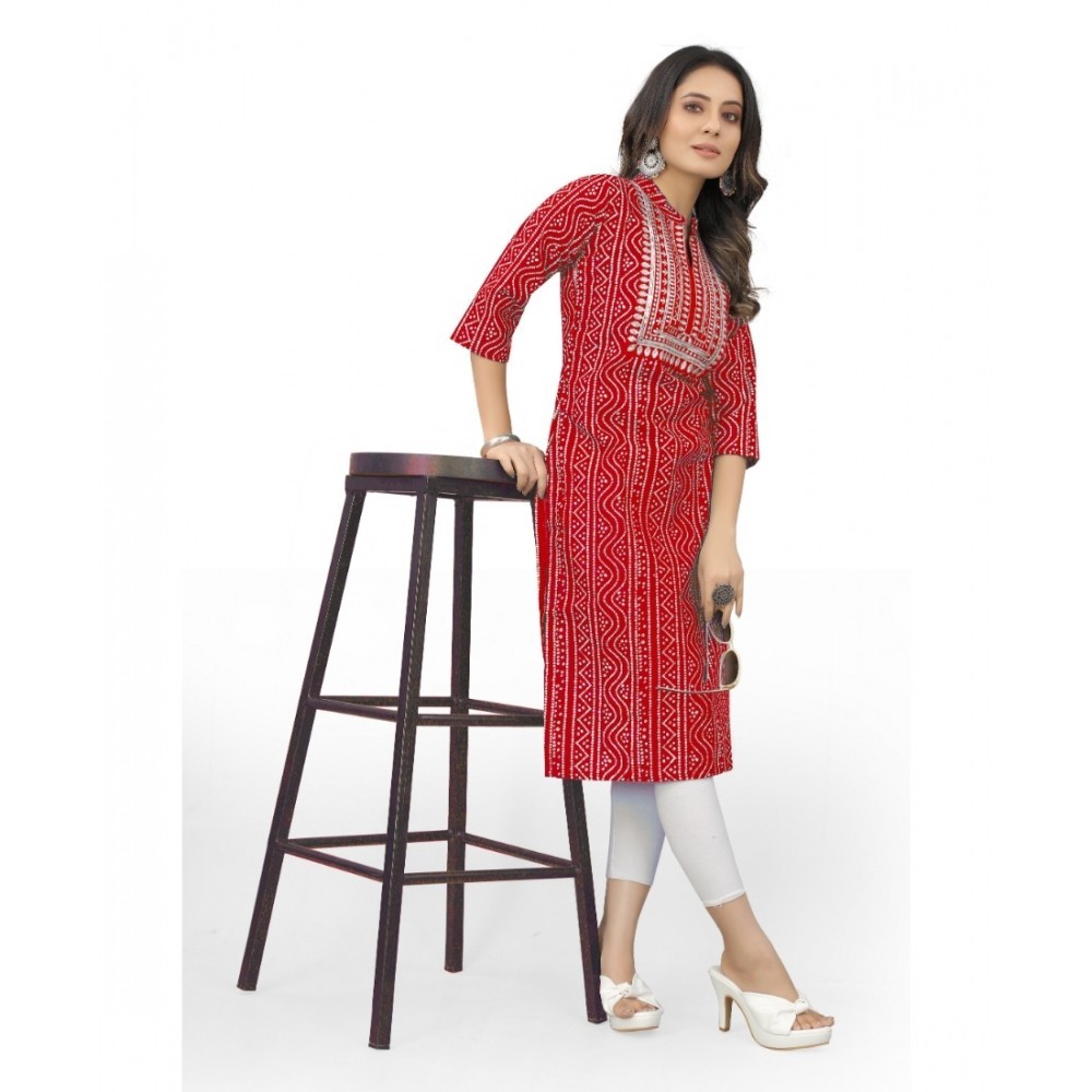 Women's Cotton Embroidery Straight Kurti