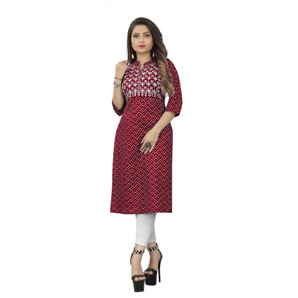Women's Cotton Embroidery Straight Kurti