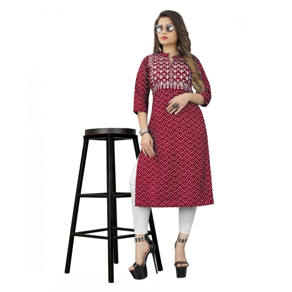 Women's Cotton Embroidery Straight Kurti