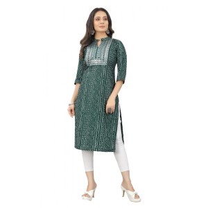 Women's Cotton Embroidery Straight Kurti