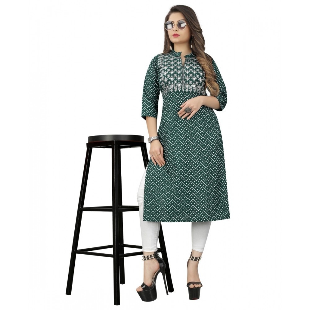 Women's Cotton Embroidery Straight Kurti