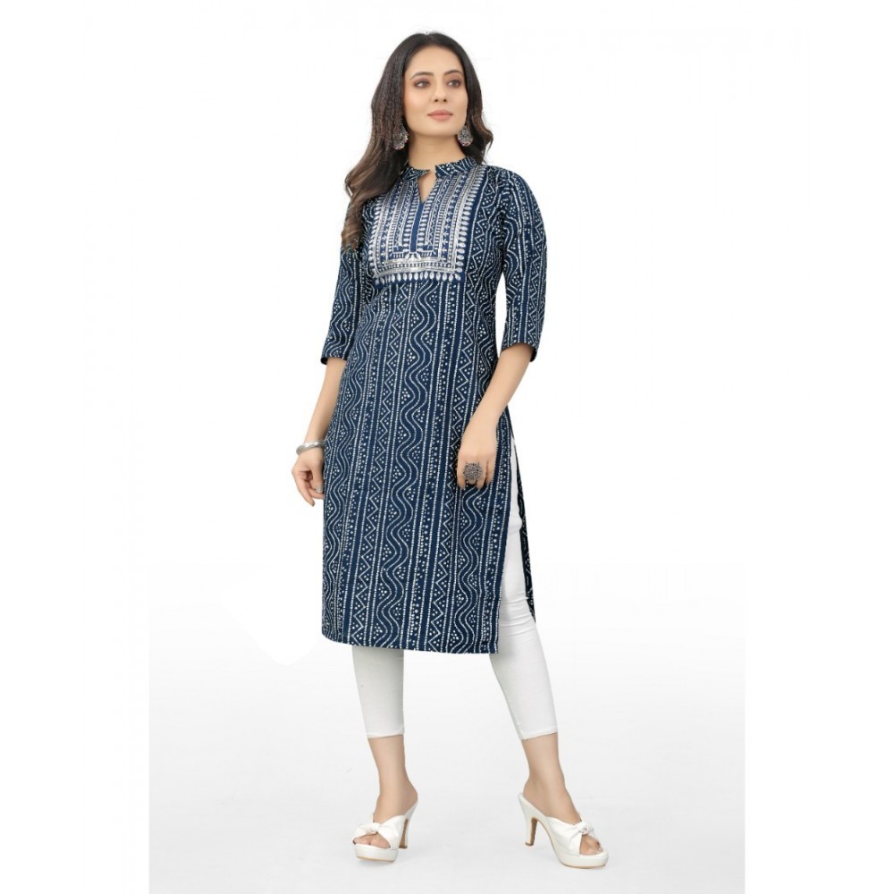 Women's Cotton Embroidery Straight Kurti