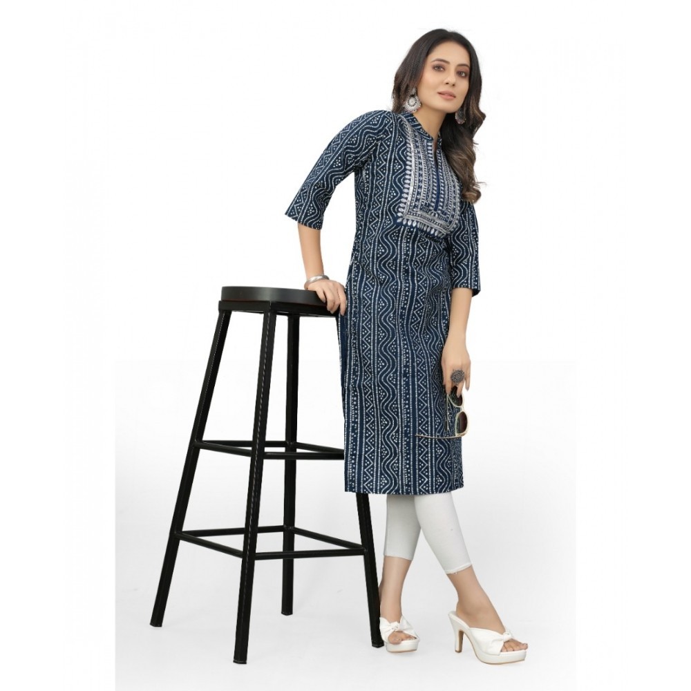 Women's Cotton Embroidery Straight Kurti