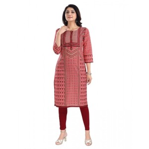 Women's 3/4th Sleeve Cotton Blend Tunic Long Kurti