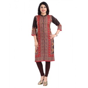 Women's 3/4th Sleeve Cotton Blend Tunic Long Kurti